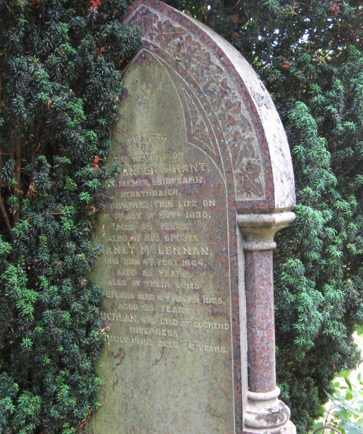 Photo of headstones/Janet Grant nee McLennan d1864 hdstn Garve Old